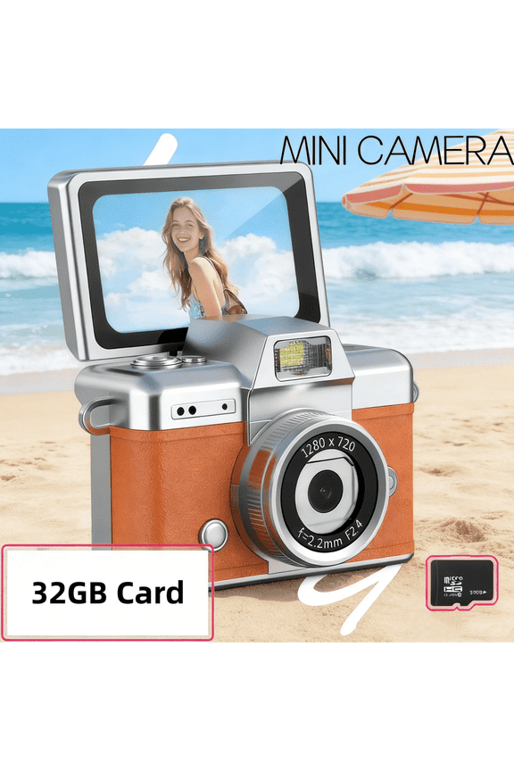 Mini Keychain Camera, 1080P HD Retro CCD Camera with Flip Screen