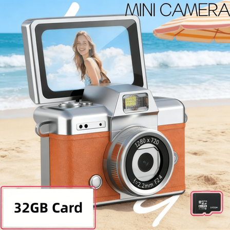Mini Keychain Camera, 1080P HD Retro CCD Camera with Flip Screen