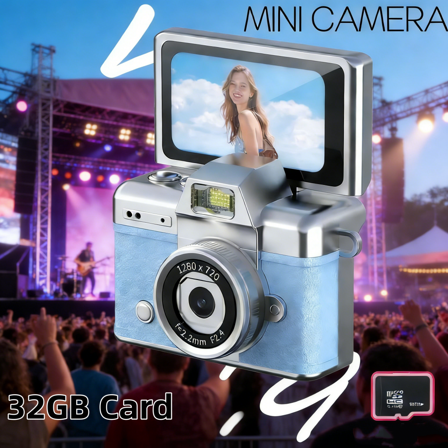 Mini Keychain Camera, 1080P HD Retro CCD Camera with Flip Screen