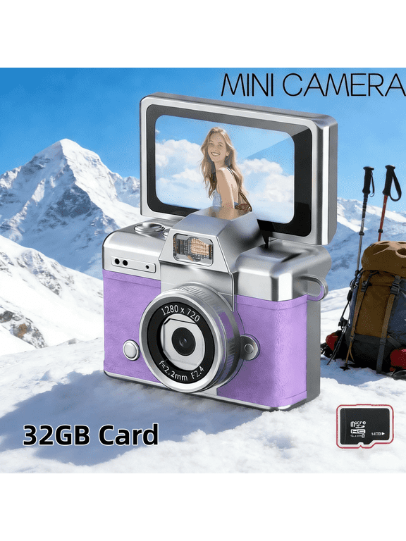 Mini Keychain Camera, 1080P HD Retro CCD Camera with Flip Screen