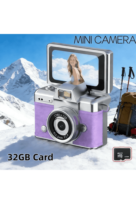 Mini Keychain Camera, 1080P HD Retro CCD Camera with Flip Screen