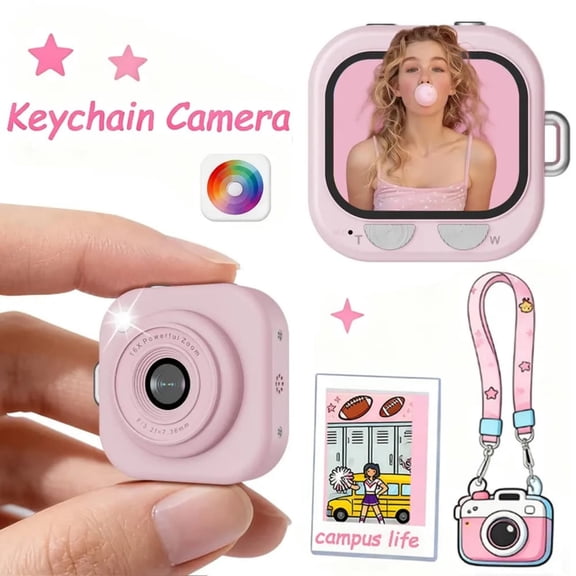 Mini Keychain Camera, 1080P Mini Camera Digital Charms, Small Cameras for Photography, Pocket-Size Keychain Camera for Vlog, Party, Travel