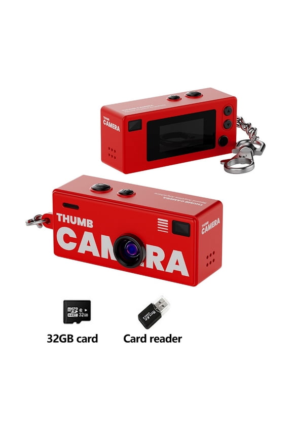 Mini Keychain Camera Portable Thumb Camera 1080P HD Video Recorder with 0.96" LCD 130° Wide Angle Thumb-Sized Portable Camcorder for Travel Vlog 1.5H Battery Retro Design