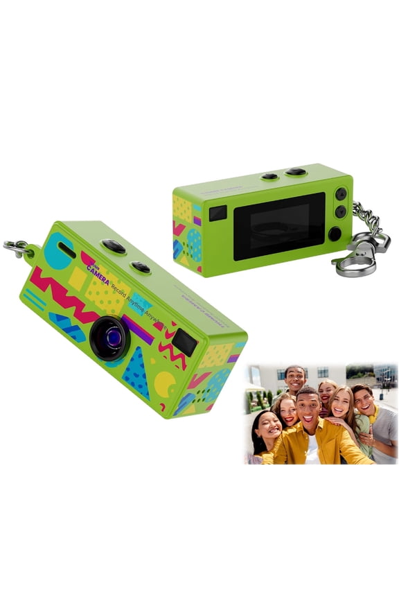 Mini Keychain Digital Camera, 1080P HD Video Recorder, Mirco Thumb Camera, Digicam,Video Recording,Bag Charm for Vlog Kids Adult Students (Green)