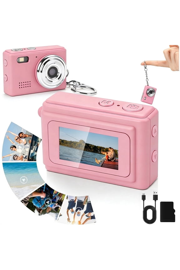 Mini Keychain Digital Camera, 2MP Portable Camera, 1080P Small Camera with 16GB Card, Long Battery Life for Kids, Teens, Adult, Selfies, Valentine's Gift, Meaningful