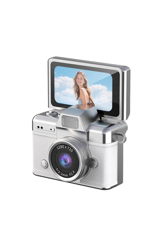 Mini Keychain Digital Camera – Pocket-Size Camera 1080P HD with 1MP Lens, Flash & 0.96" Screen, 32G Card & Charging Cable Included, Retro Vlog Camera for Travel, Concerts, Instant Party (Black)