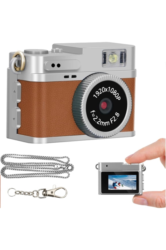 Mini Keychain Digital Camera for Students: 1080P FHD Recording with 0.96" IPS Screen, AVI Format-Ideal for Travel/Study/Concerts - Suitable for Photography Enthusiasts (Brown)
