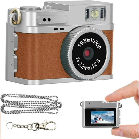 Mini Keychain Digital Camera for Students: 1080P FHD Recording with 0.96" IPS Screen, AVI Format-Ideal for Travel/Study/Concerts - Suitable for Photography Enthusiasts (Brown)