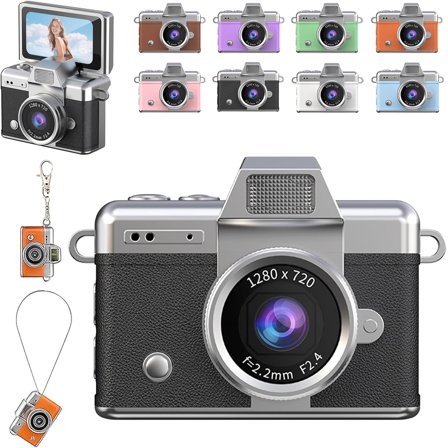 Mini Keychain Digital Camera for Students Kids, 1.47in LCD Screen 1080P HD, Rechargeable Portable Pocket Cam