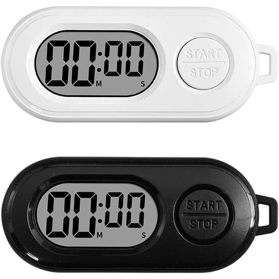 Mini Keychain Digital Timer 2 Pcs, High Precision Stopwatch with Clip, Large LCD Display Pocket Timer for Cooking Sports Gym Lab ExperimentsBlack + White