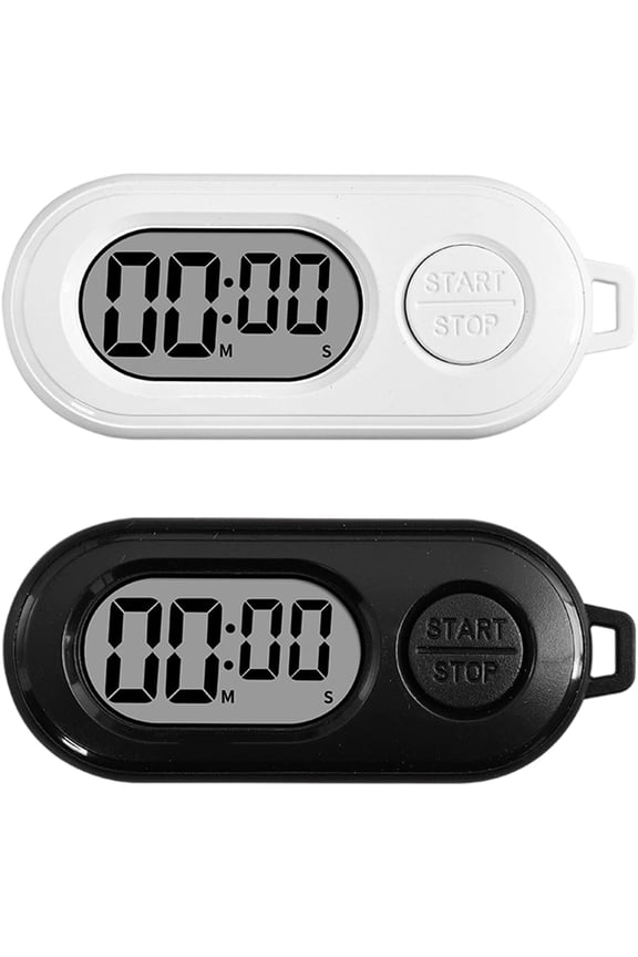 Mini Keychain Digital Timer 2 Pcs, High Precision Stopwatch with Clip, Large LCD Display Pocket Timer for Cooking Sports Gym Lab ExperimentsBlack + White