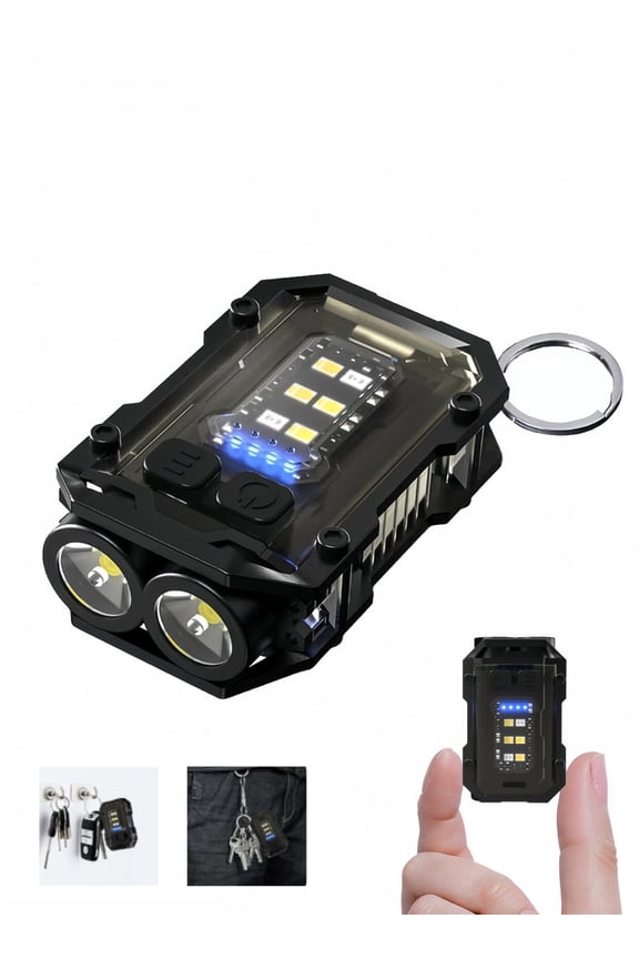 Mini Keychain EDC Flashlight Rechargeable, 8 Modes 1000 High Lumens Super Bright Flash Light Small Portable Flashlight with Magnet and Clip