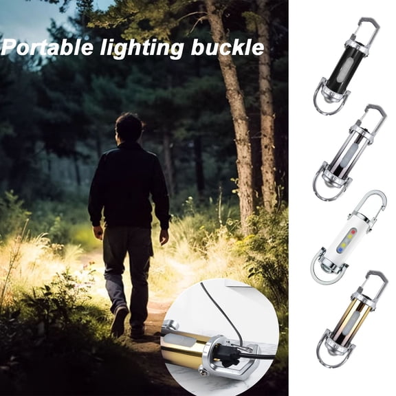 Mini Keychain Flashlight 1200 Lumen Floodlight - Multifunctional Pocket Light, Outdoor Portable Hook Light, USB Rechargeable, 7 Mode Adjustable Beam