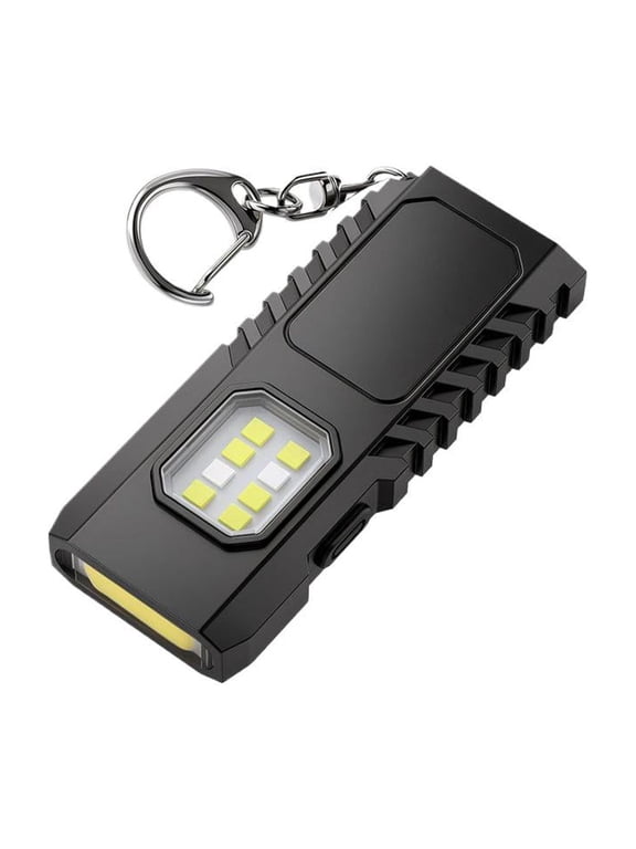 Mini Keychain Flashlight 300 Lumens, Rechargeable LED Camping Light with Magnetic Back and Clip