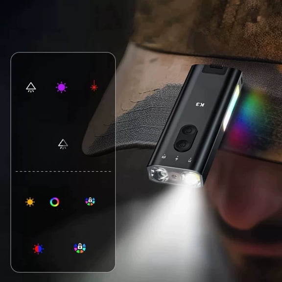 Mini Keychain Flashlight 800 Lumens, Multipurpose Pocket LED Light with Diffuser Clip Red Yellow RGB Modes for Camping Hiking Dog Walking Everyday Use