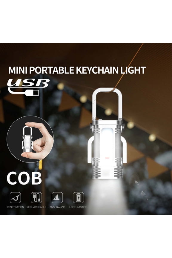 Mini Keychain Flashlight High Power LED | 7 Modes Adjustable Brightness | USB Rechargeable | Waterproof Clip-On Portable Design | ABS Material | Compact 3.6x9.5cm | Long Battery Life | Belt Keyring