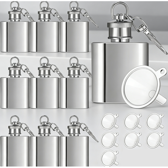 Mini Keychain Flask Bulk Stainless Steel Hip Jar Pocket Hidden Flask for Liquor with Plastic Funnels
