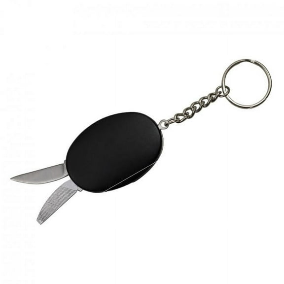 Mini Keychain Multi-Tool Knife Blade, File, Bottle Opener - Black