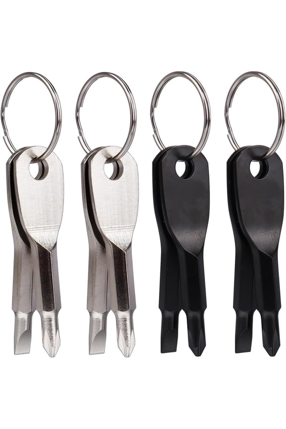 Mini Keychain Screwdriver,Flat Head Screwdriver & Small Phillips Head Screwdriver Set,Outdoor Repairing Tool,Portable Mini Screwdriver Kit,Cool Gadgets for Men Women Set of 4