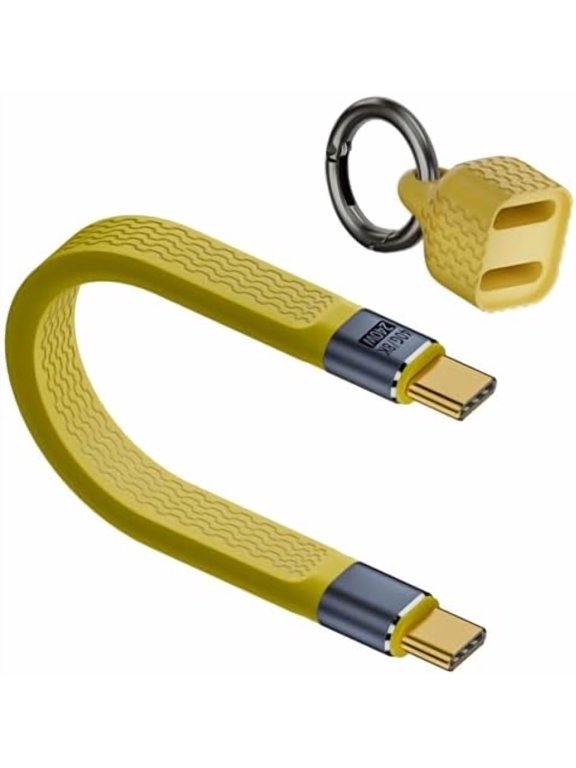 Mini Keychain USB C Cable, PD 3.1 240W Fast Charging & 40Gbps Data Transfer | Portable Type C Cord Carabiner for Phone, Mobile Power,Laptop(13cm) (Yellow)
