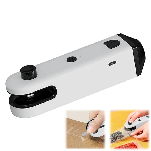 Mini Kitchen Gadget with Four Functions: Heat Sealer, Bag Opener, Flashlight, and Bottle Opener for Home Use, Plastic Build
