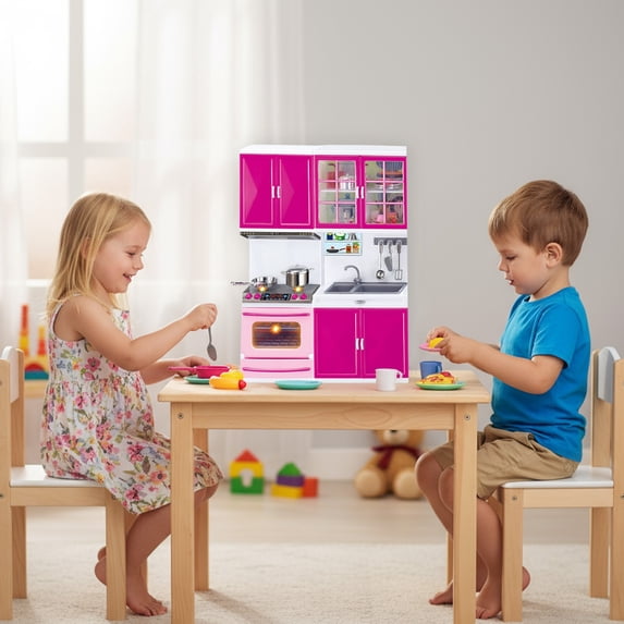 Mini Kitchen Play Set Toys,Refrigerator Cooking Playset Toys,Realistic Simulation Kitchen Toys,Parent-Child Interactive Toys,Indoor Cognitive Game Toys,Toddler Educational Gift Toys