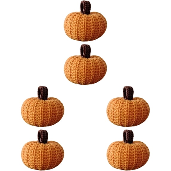 Mini Knit Pumpkins Set of 6 Fall Decor Autumn Bowl Fillers Pastoral Farmhouse Tier Tray Decor Decorative Pumpkins for Friend, Halloween and Thanksgiving Decoration