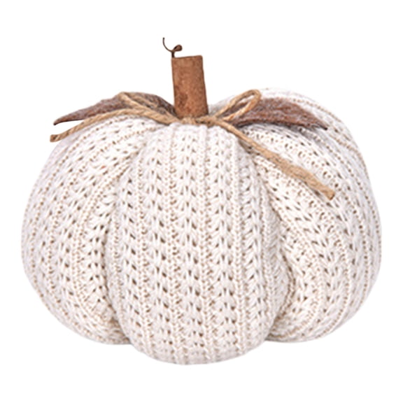 Mini Knitted Pumpkin,Knit Pumpkins for Fall Mantel Decor,Handmade Cute Fall Decor,Autumn Table Centerpiece,Crochet Pumpkin Decoration for Thanksgiving,Halloween Farmhouse & Home Decor(White)