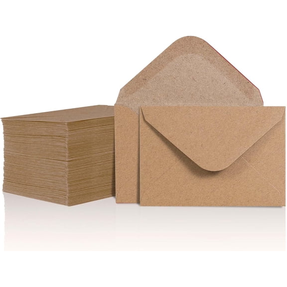 Mini Kraft Brown Envelopes - 100 Count, 4 x 2.7 Inches, Perfect for Gift Cards, Weddings, Business, Birthdays