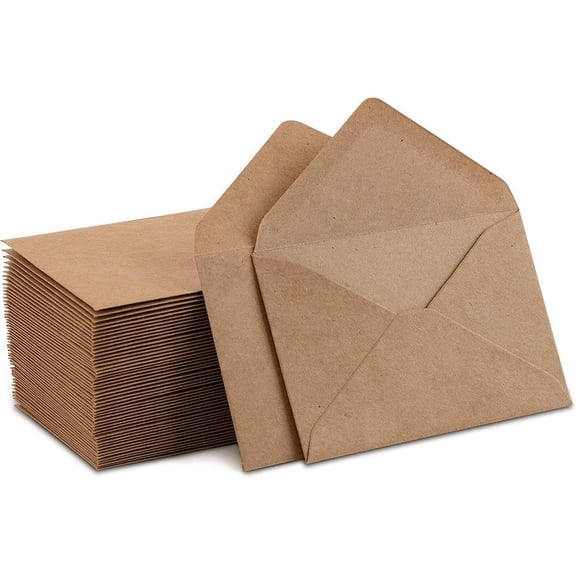 Mini Kraft Envelopes 60 Pack (4’’ x 2.7") – Small Gift Card & Cash Envelopes for Notes, Invitations, Party Favors, Weddings & Holidays