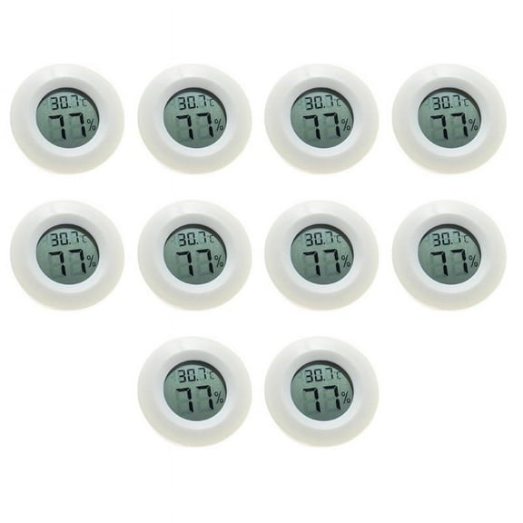 Mini LCD Digital Thermometer Hygrometer Round Temperature and Humidity Tester Sensor Probe for Freezer 10 Pcs