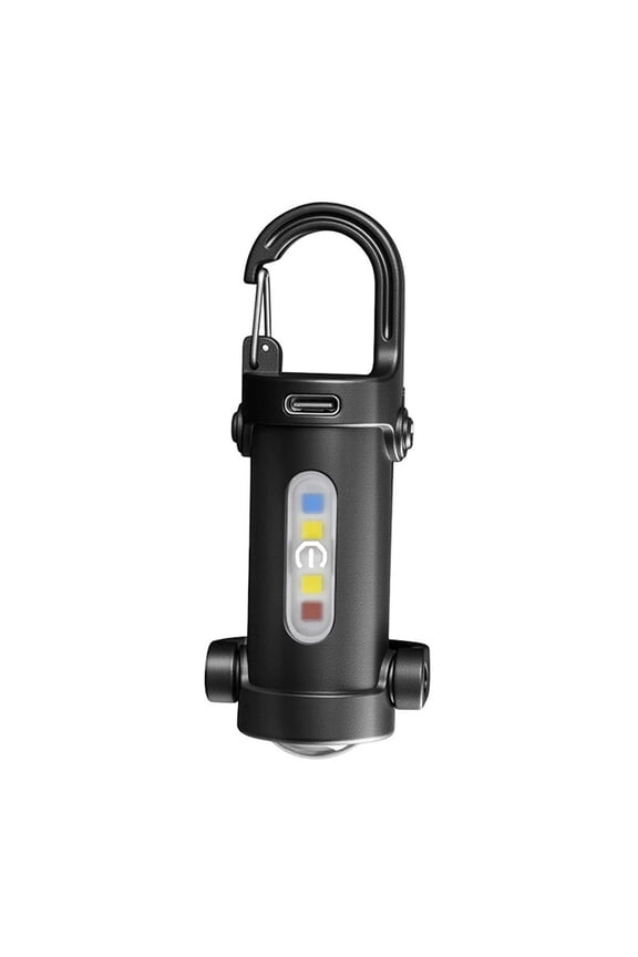 Mini LED COB Flashlight, USB Rechargeable Keychain Torch with Red & Blue Warning Light, Portable Pocket Lamp for Outdoor Camping, 800 Lumens