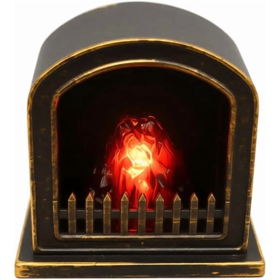 Mini LED Fireplace Lamp, Battery Powered Decorative Flame Light, Tabletop Display (Set)