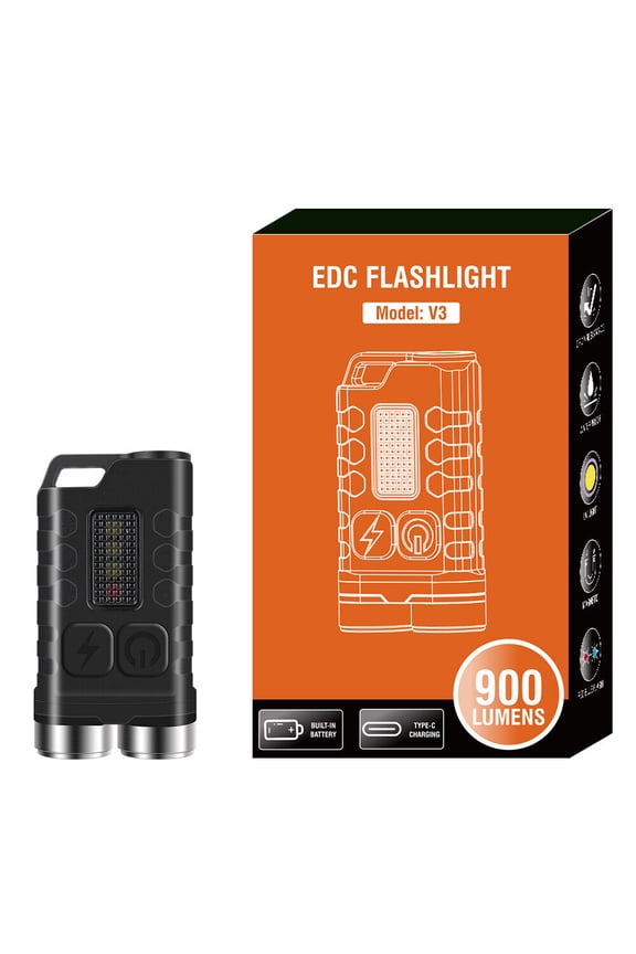 Mini LED Flashlight 900 Lumens Keychain Pocket Lamp Magnetic Portable Torch