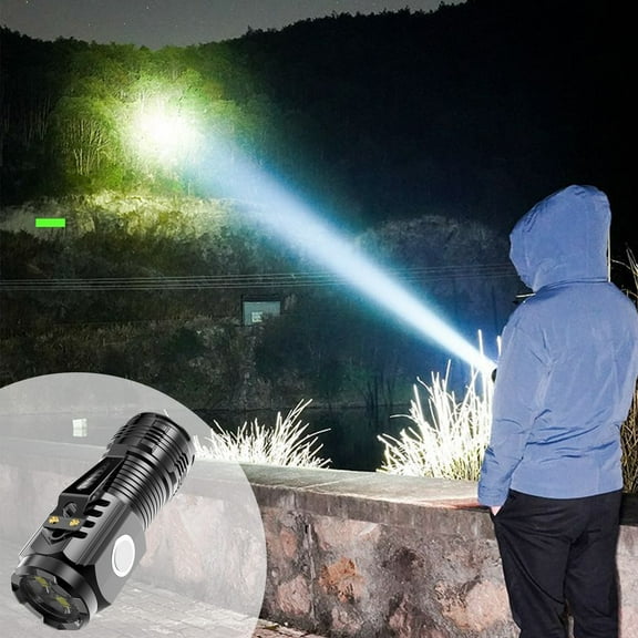 Mini LED Flashlight, Portable Clip Light with Built in Lithium Battery, IPX6 Water Resistant and Magnetic Base for Hands Free Use