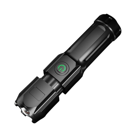 Mini LED Flashlight with Long Range Focus and Floodlight Modes for Outdoor Use - Black