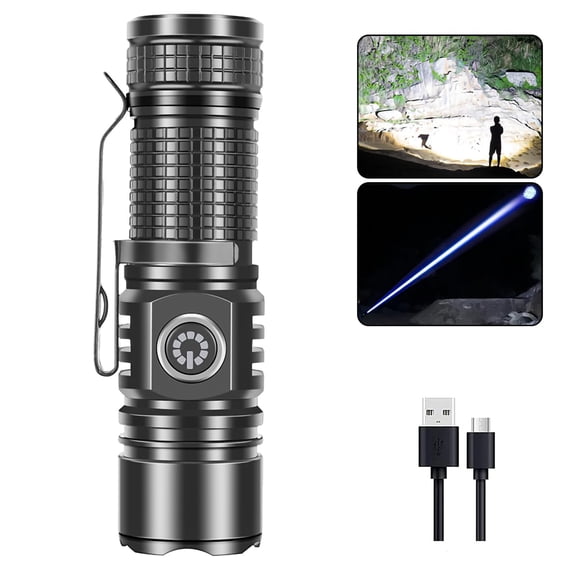 Mini LED Flashlights 1000 High Lumens Rechargeable Super Bright Pocket EDC Flashlight 3 Modes Small Magnetic Handheld Powerful Zoomable Flash Light with Clip Torch for Camping Hiking Fishing