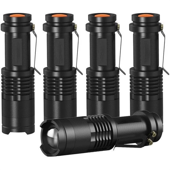 Mini LED Flashlights Pocket Pen Flashlight 5 Pack Ultra Bright 300 Lumens Handheld Flashlights Adjustable Focus Small for Kids Child Camping Cycling Hiking Emergency Torch Light