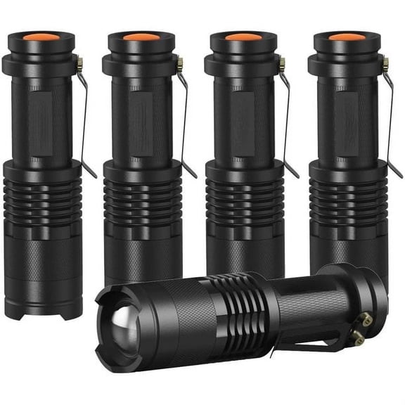 Mini LED Flashlights Pocket Pen Flashlight 5 Pack Ultra Bright 300 Lumens Handheld Flashlights Adjustable Focus Small for Kids Child Camping Cycling Hiking Emergency Torch Light