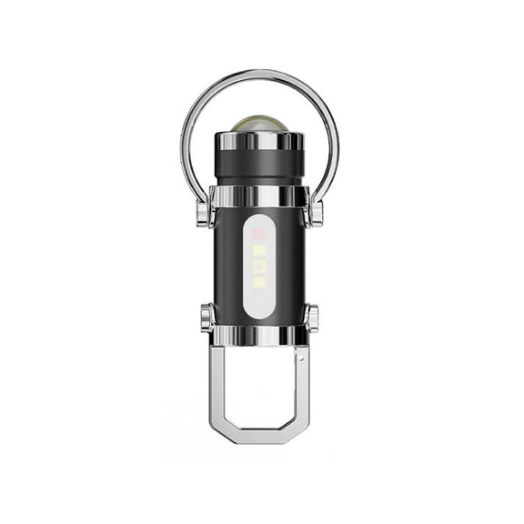 Mini LED Keyring Torch 1200 Lumen COB Area Light with 7 Modes SOS Strobe USB-C Rechargeable IPX4 Waterproof EDC Emergency Lamp for Camping Hiking Car Breakdown (Black)