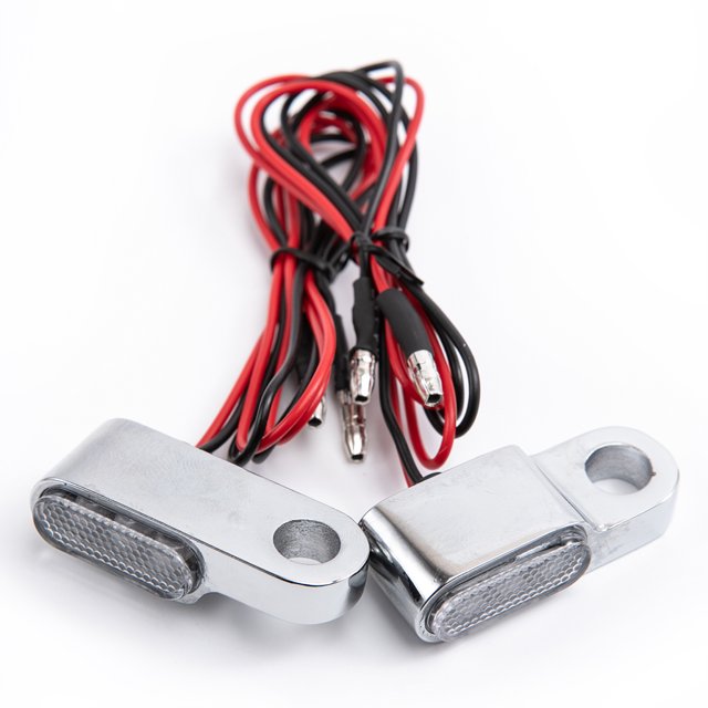 evomosa Mini-led-knipperlicht voor motorfiets, amber, zijmarkering, 12 V, voor Custom Street motorfiets, Chopper, Cruiser, 8 mm schroef (zilver