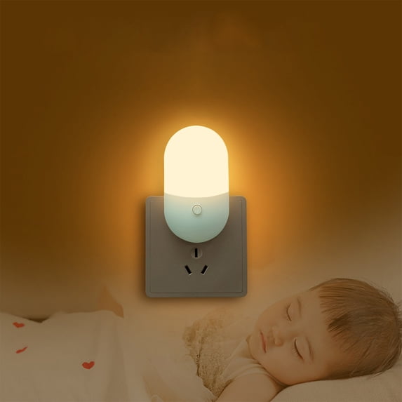 Mini LED Night Light Plug, 2-Pack Design, Warm White & Cool White, Plastic Housing, 5x5x8.8cm for Bedroom Bathroom Kitchen Car