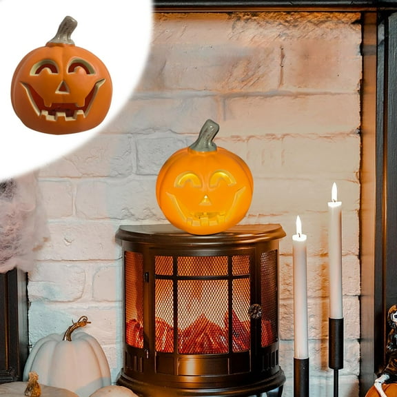 Mini LED Pumpkin Lights,Hollowed Out Large Glowing Pumpkin Light,Halloween Novelty Flash Pumpkin Lantern Lamp Toy with Batteries for House Party Creepy Props Jack-O-Lantern Decors