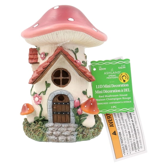 Mini LED Red Mushroom House by Ashland  - Spring Home Decor