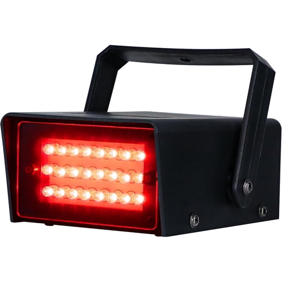 Mini LED Strobe Light Red Color with 24 Super Bright LEDs Variable Speed Control for Christmas Clubs Stage Light Effect DJ Disco Bars Party Halloween (Red Color)
