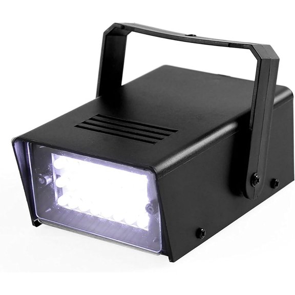 Mini LED Strobe Light White Color with 24 Super Bright LED Variable Speed Control for Christmas Clubs Stage Light Effect DJ Disco Bars Parties Halloween (White Color)