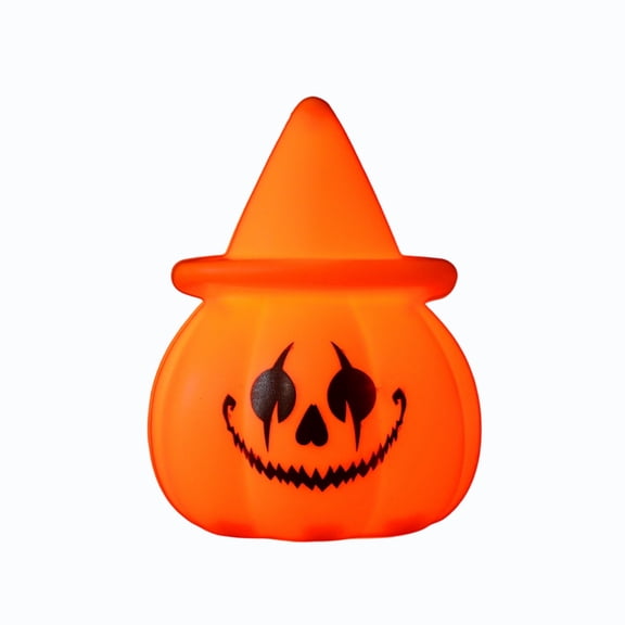 Mini LED Witch Hat Jack O Lantern Figurine, Gothic Halloween Tabletop Party Decor, Spooky Tiered Tray Mantel Shelf Accent for Seasonal Home Displays