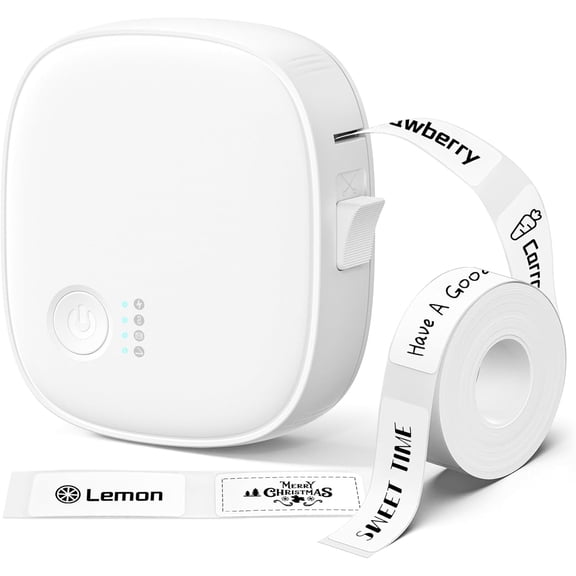 Mini Label Maker Machine with Tape AH-P05, Portable Bluetooth Mini Label Printer, Wireless Thermal Label Maker, Waterproof & Rechargeable, Built-in Cutter, for Home, Office, Kitchen – White