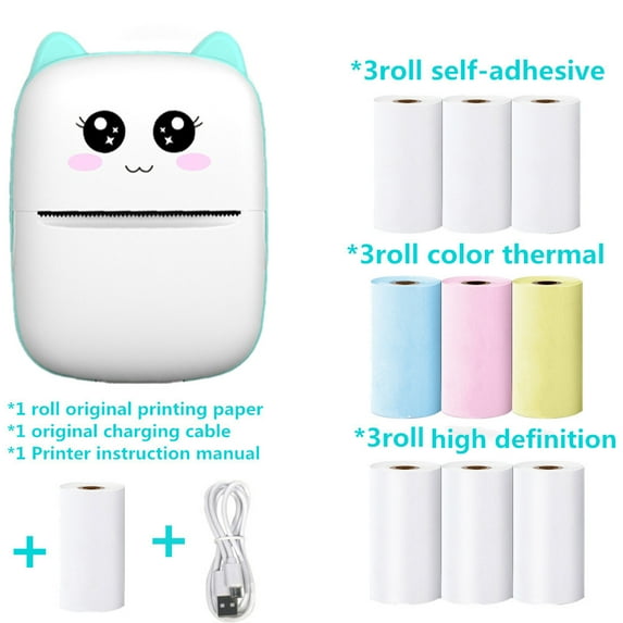 Mini Label Printer Thermal Portable Printers Stickers Paper Inkless Wireless Android IOS High Resolution Impressora Portatil (Green 9)