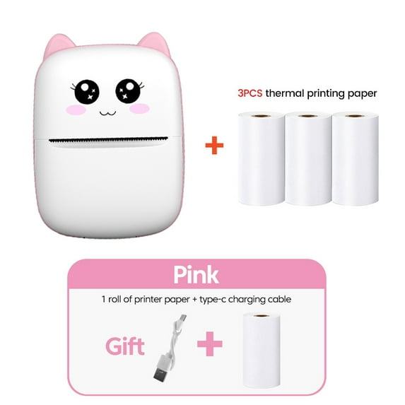 Mini Label Printer Thermal Portable Printers Stickers Paper Inkless Wireless Android IOS High Resolution Impressora Portatil (Pink 3thermal)